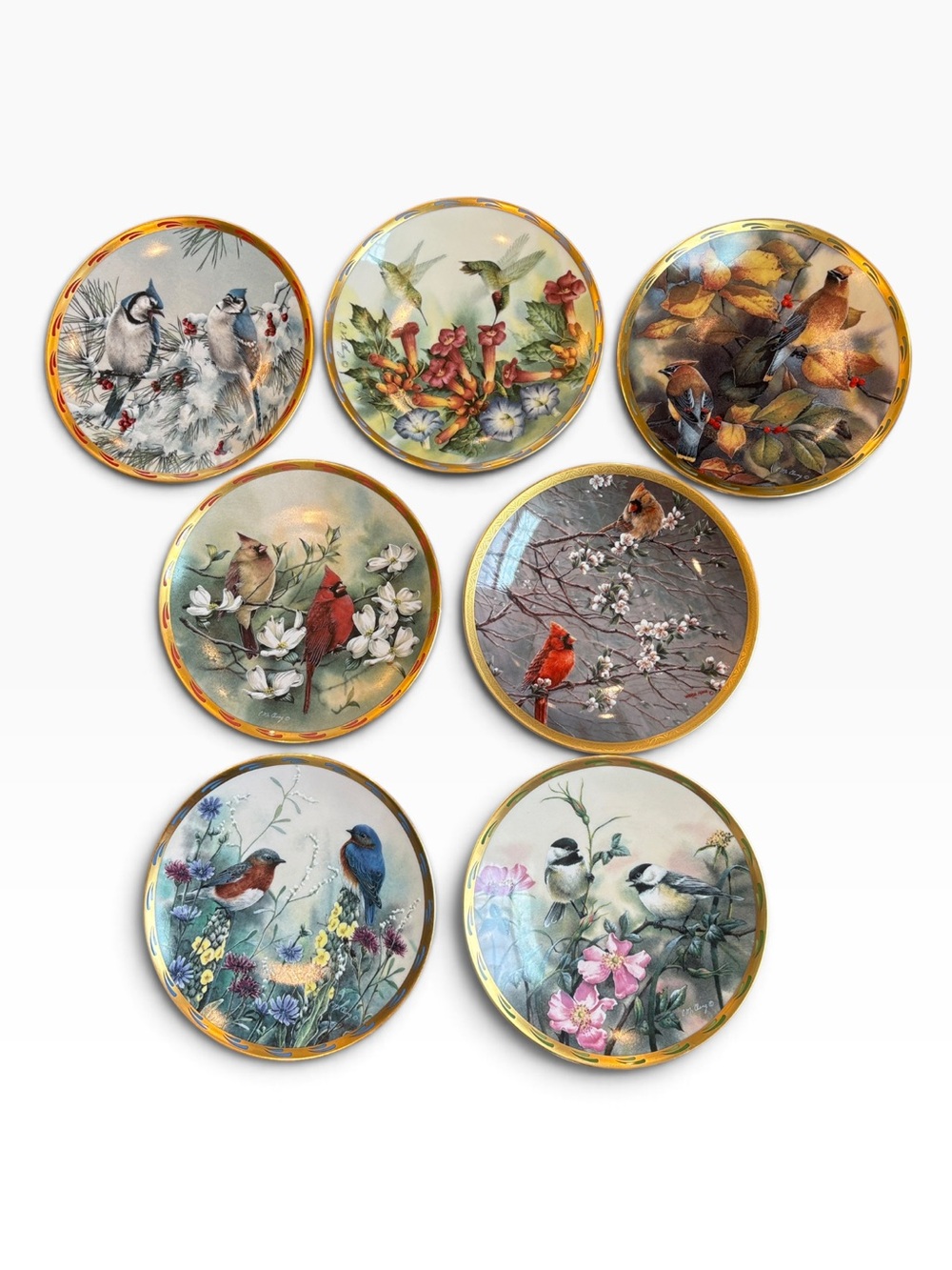 Vintage Lenox "Nature's Collage" Collector Plates Birds Landscape 8.25” Set of 7